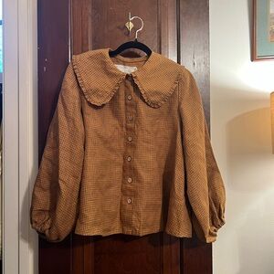 Not Perfect Linen Modified Ely shirt in Ginger Checks, size M